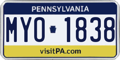 PA license plate MYO1838