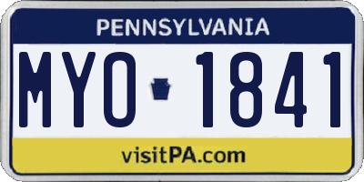 PA license plate MYO1841
