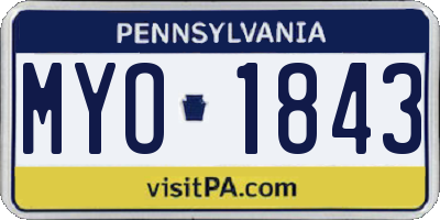 PA license plate MYO1843