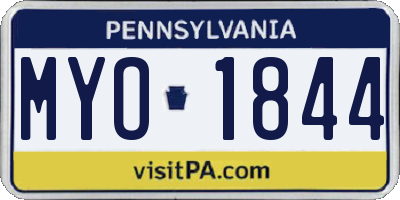 PA license plate MYO1844
