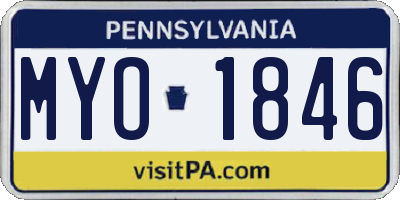 PA license plate MYO1846