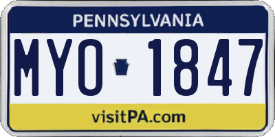 PA license plate MYO1847