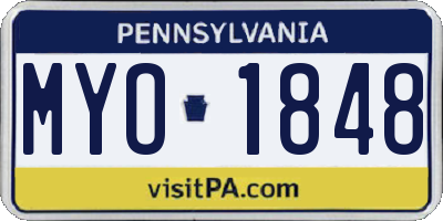 PA license plate MYO1848