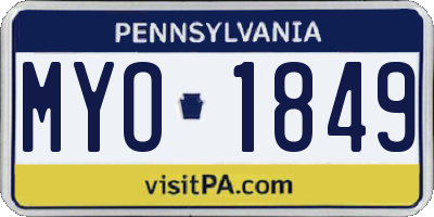 PA license plate MYO1849
