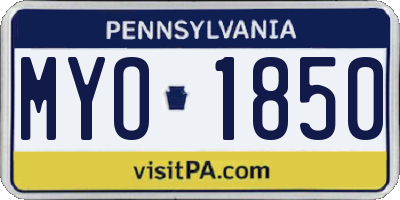 PA license plate MYO1850