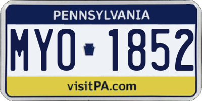 PA license plate MYO1852