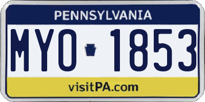 PA license plate MYO1853