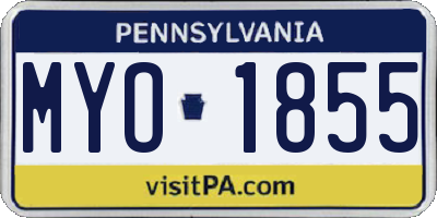 PA license plate MYO1855