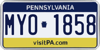 PA license plate MYO1858