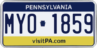 PA license plate MYO1859