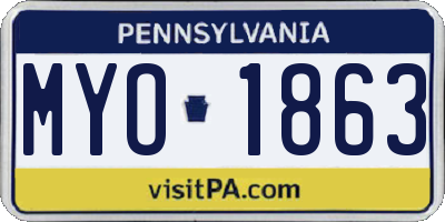 PA license plate MYO1863