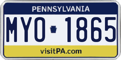 PA license plate MYO1865