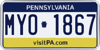 PA license plate MYO1867