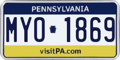 PA license plate MYO1869