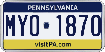 PA license plate MYO1870