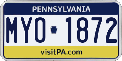 PA license plate MYO1872