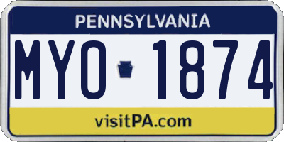 PA license plate MYO1874