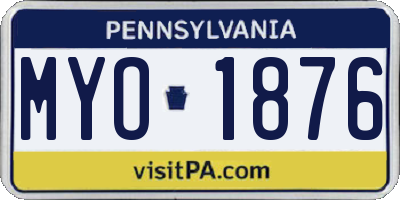 PA license plate MYO1876