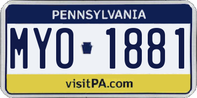 PA license plate MYO1881