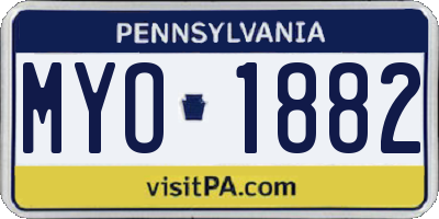 PA license plate MYO1882
