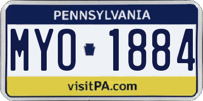 PA license plate MYO1884