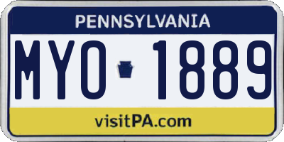 PA license plate MYO1889