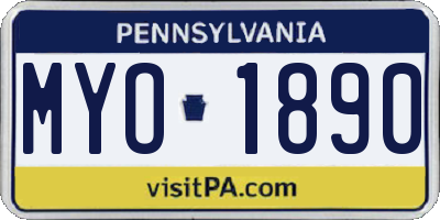 PA license plate MYO1890