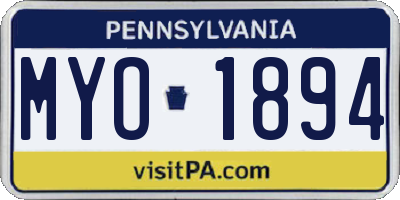 PA license plate MYO1894
