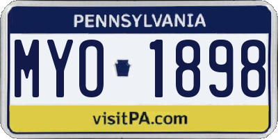 PA license plate MYO1898