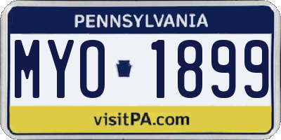 PA license plate MYO1899