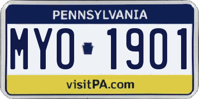 PA license plate MYO1901