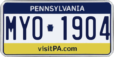 PA license plate MYO1904