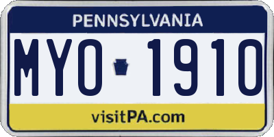 PA license plate MYO1910