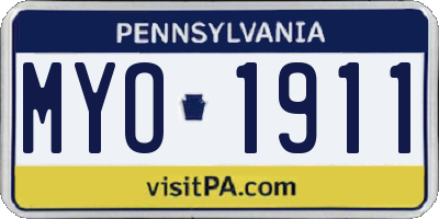 PA license plate MYO1911