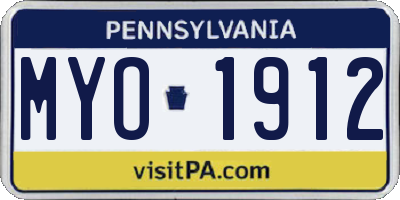 PA license plate MYO1912