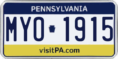 PA license plate MYO1915