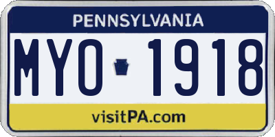 PA license plate MYO1918