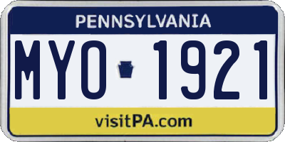 PA license plate MYO1921