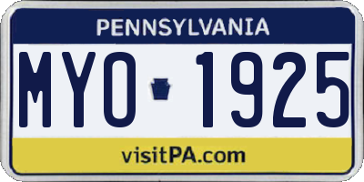 PA license plate MYO1925