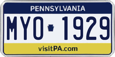 PA license plate MYO1929