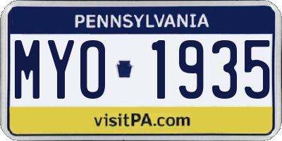 PA license plate MYO1935