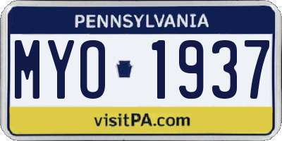 PA license plate MYO1937