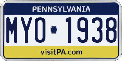 PA license plate MYO1938