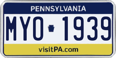 PA license plate MYO1939