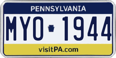 PA license plate MYO1944