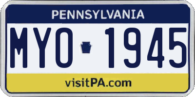 PA license plate MYO1945