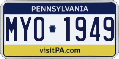PA license plate MYO1949