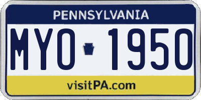 PA license plate MYO1950