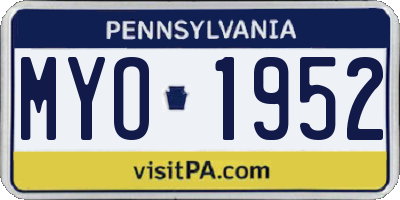 PA license plate MYO1952