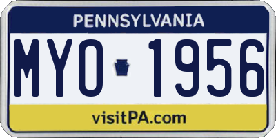 PA license plate MYO1956